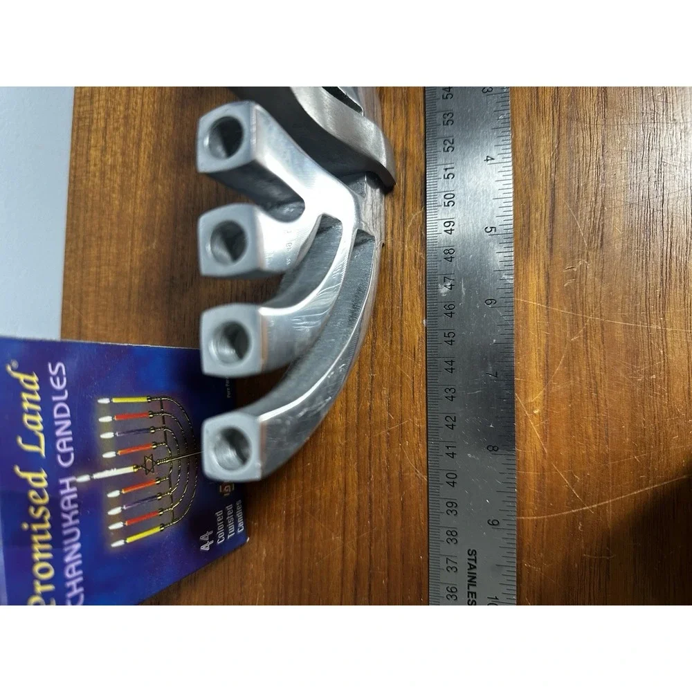 Cast Aluminum Silver Tone Hanukkah Menorah 9-candle 6